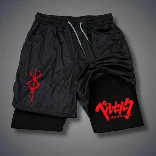 2 in 1 Compression Shorts for Men Gym Workout Running Shorts with Phone Pockets Athletic Quick Dry Activewear
