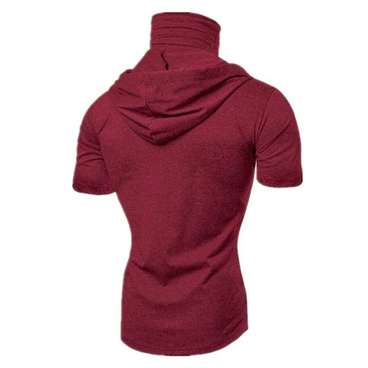Men's Short Sleeve Gym Hoodie with Mask