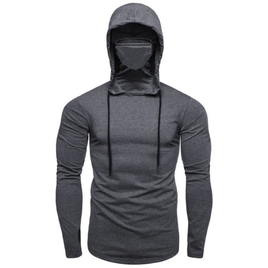 Men's Short Sleeve Gym Hoodie with Mask – Casual Fit